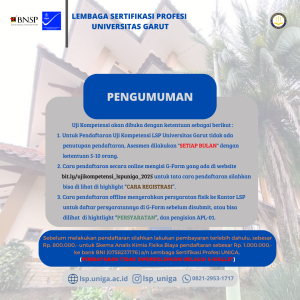 INFORMASI PENDAFTARAN UJI KOMPETENSI LSP UNIGA 2025